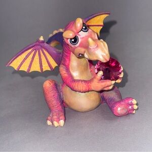 Franklin Mint Pink and Yellow Dragon Figurine Huffy